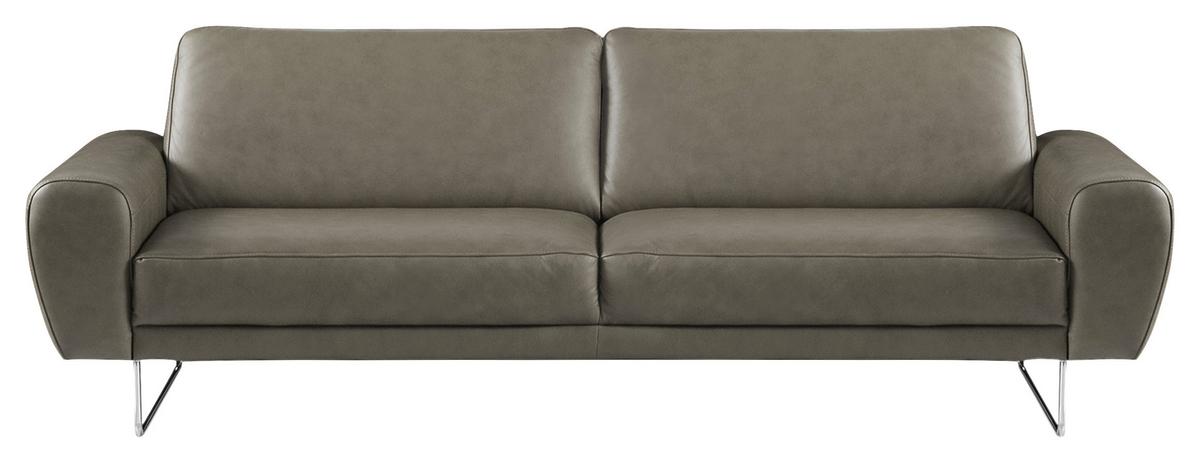 3-sitzer-sofa Spring Grau Chrom B: 207 Cm - Chromfarben/Grau, Design, Leder (207/85/92cm) - Livetastic