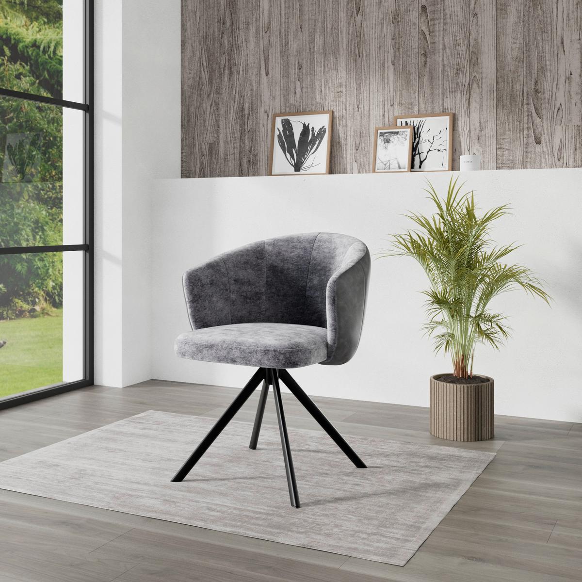 Karosszék Lara Giga S - fekete/szürke, Modern, textil/fém (59/78/63cm)