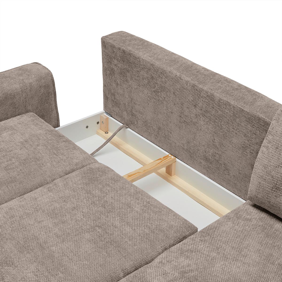 Rohová sedačka CUSTOM, pravá, béžová žinylka - černá/béžová, Moderní, kov/textil (255/164cm) - Mömax