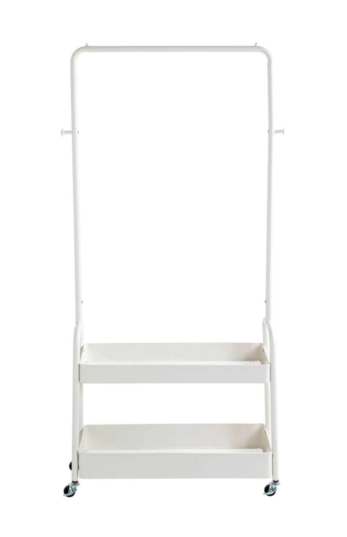 Pojízdní šatní stojan Steve bílý - bílá, Moderní, kov/plast (85/155/31cm) - Mömax