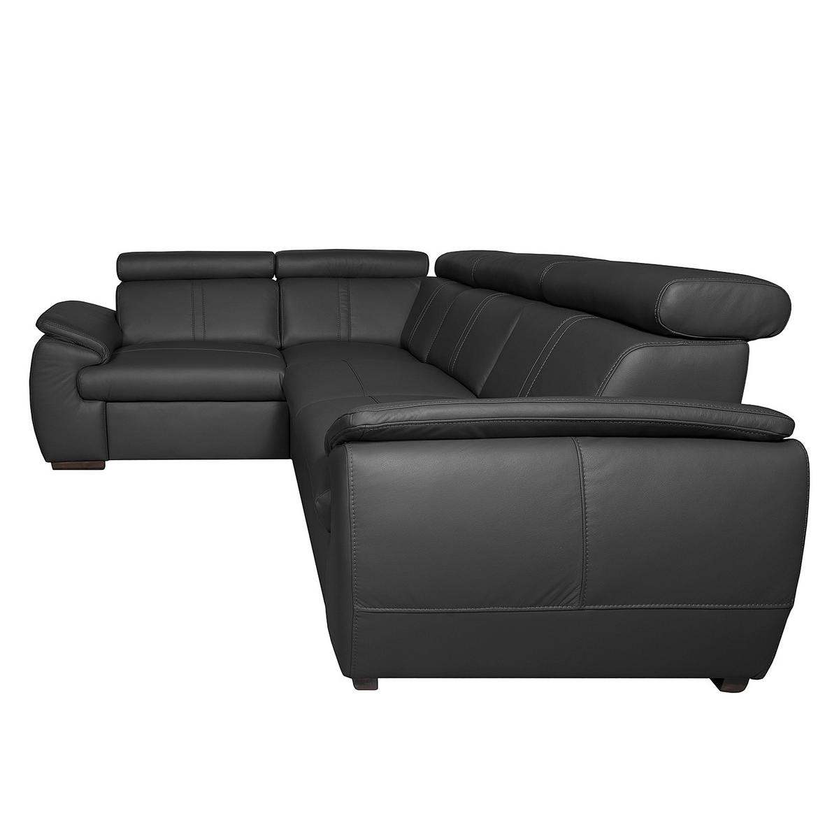 Ecksofa City Schwarz B: 193x265 cm - Wengefarben/Schwarz, Design, Leder (193/265cm) - Livetastic
