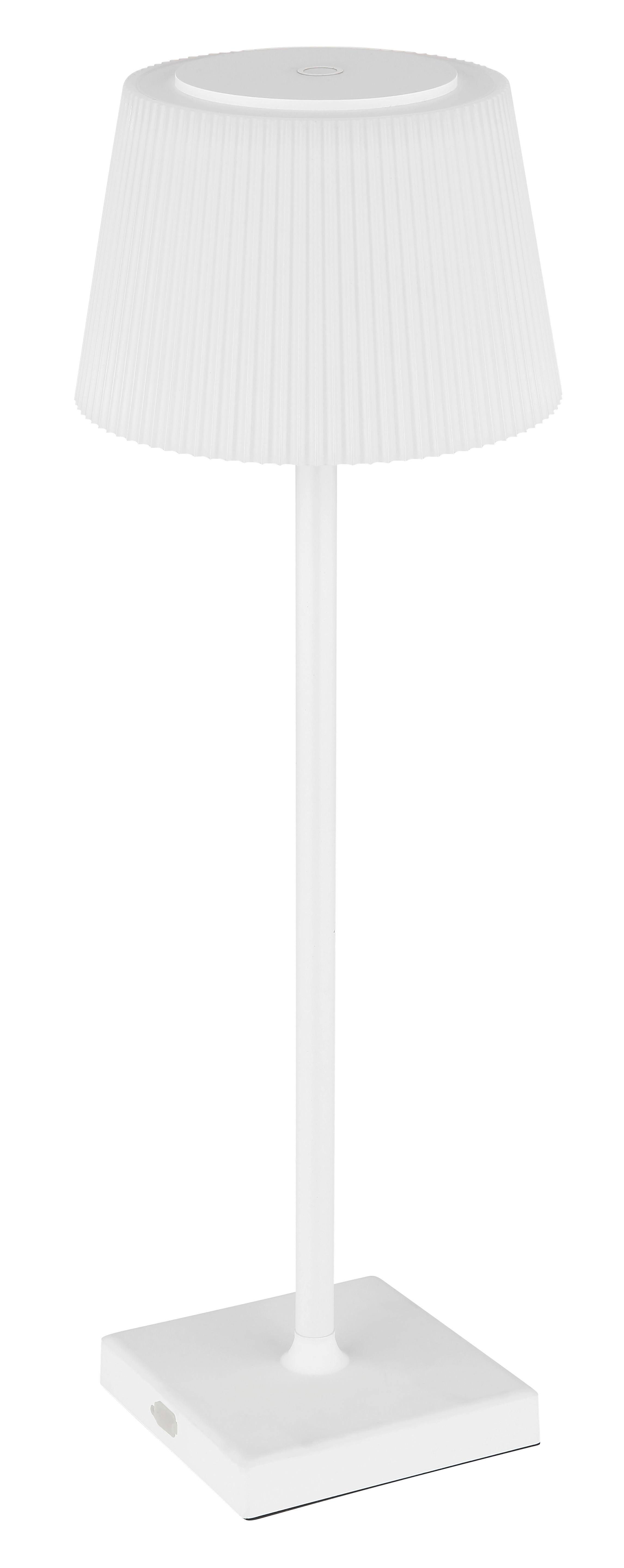 AKKU-TISCHLEUCHTE 58434W GREGOIR - Weiß, KONVENTIONELL, Kunststoff/Metall (13,1/13,1/38cm) - Globo