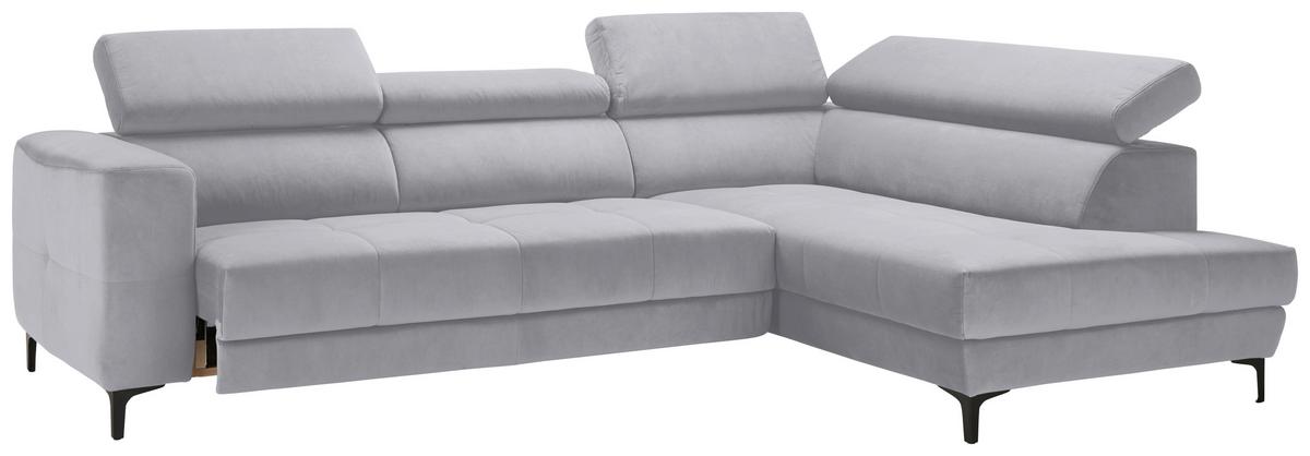 Rohová sedačka EMMA, pravá, šedobílá,op.hl.,USB,el.výsuv - černá/šedobílá, Moderní, textil (301/210cm) - Premium Living