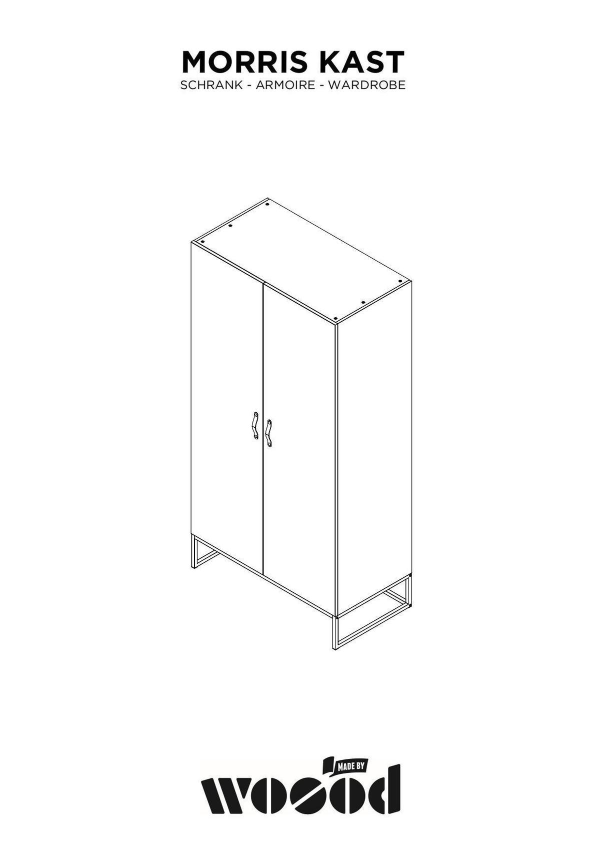 Drehtürenschrank Morris, Grau/schwarz B: 100 Cm - Grau, Design, Holz (100/195/53cm) - Livetastic