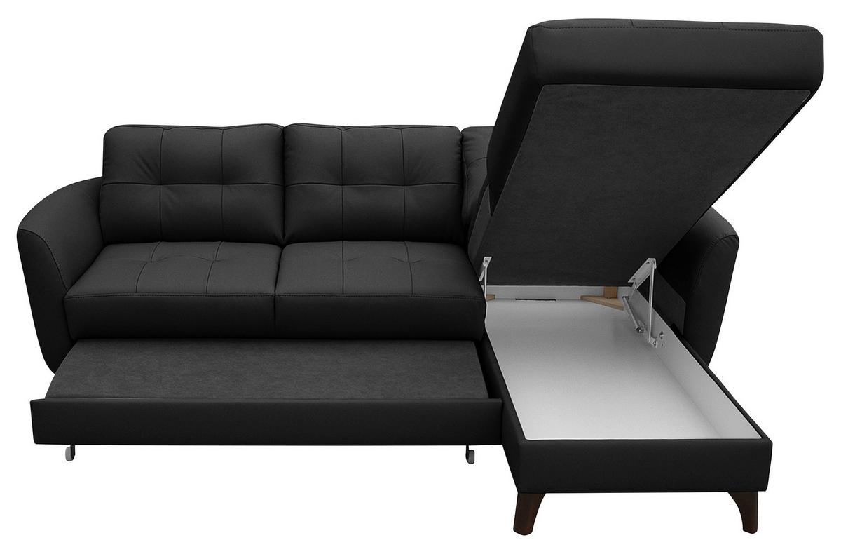 Ecksofa Nordic Schwarz S: 238x168 Cm - Buchefarben/Schwarz, Design, Leder/Textil (238/168cm) - Livetastic