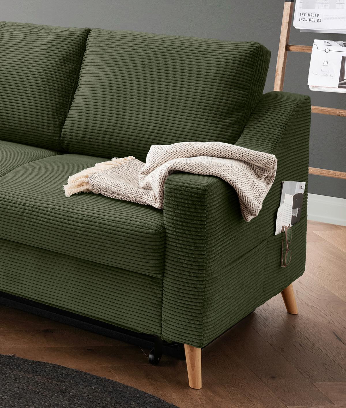 Ecksofa Valentina Dunkelgrün S: 200x230 Cm - Dunkelgrün/Naturfarben, MODERN, Textil (200/230cm) - Livetastic