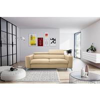 Schlafsofa Mondo, Beige B: 206 cm - Beige/Silberfarben, Design, Leder/Textil (206/95/101cm) - Livetastic