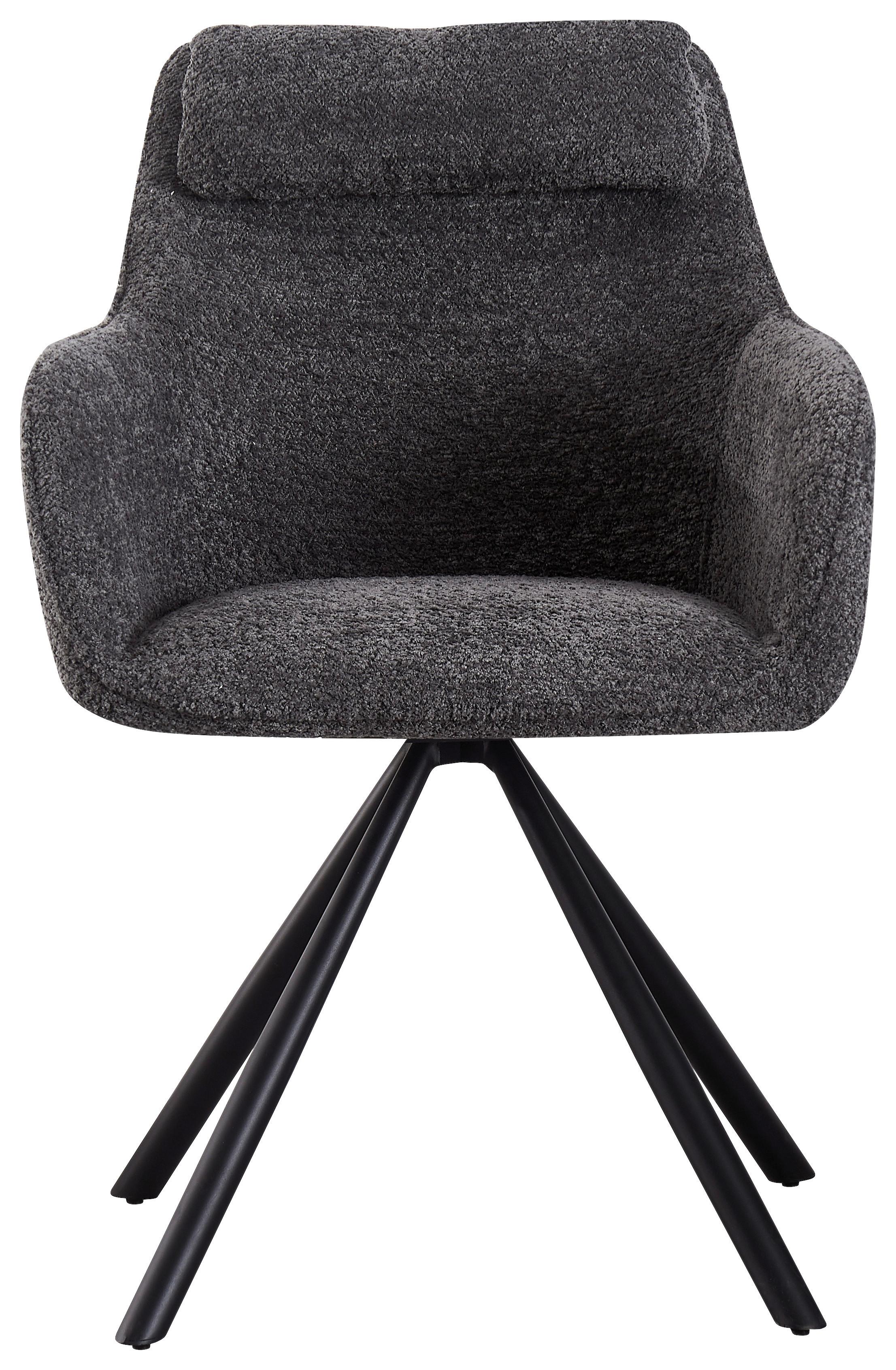 Armlehnstuhl Dream Grau Gepolstert - Schwarz/Grau, MODERN, Holz/Textil (59/88/64cm) - MID.YOU