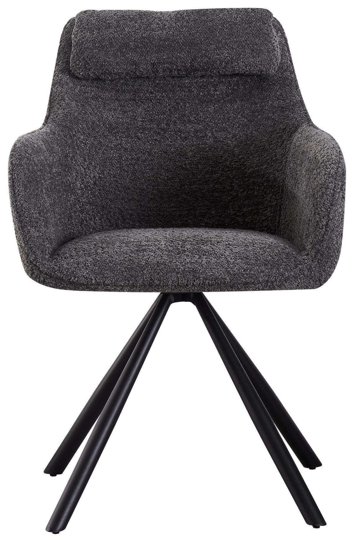 Armlehnstuhl Dream Grau Gepolstert - Schwarz/Grau, MODERN, Holz/Textil (59/88/64cm) - MID.YOU