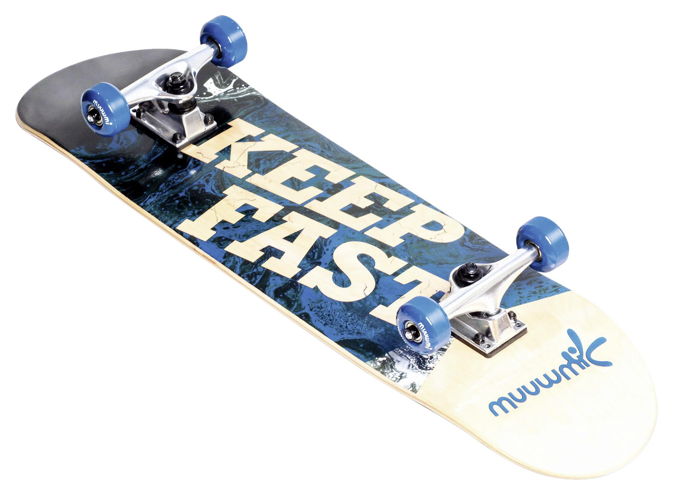 Skateboard Abec-5 Blau/Weiß, L: 79cm, mit Rucksack - Blau/Weiß, Basics, Holz (79/20/11,5cm)