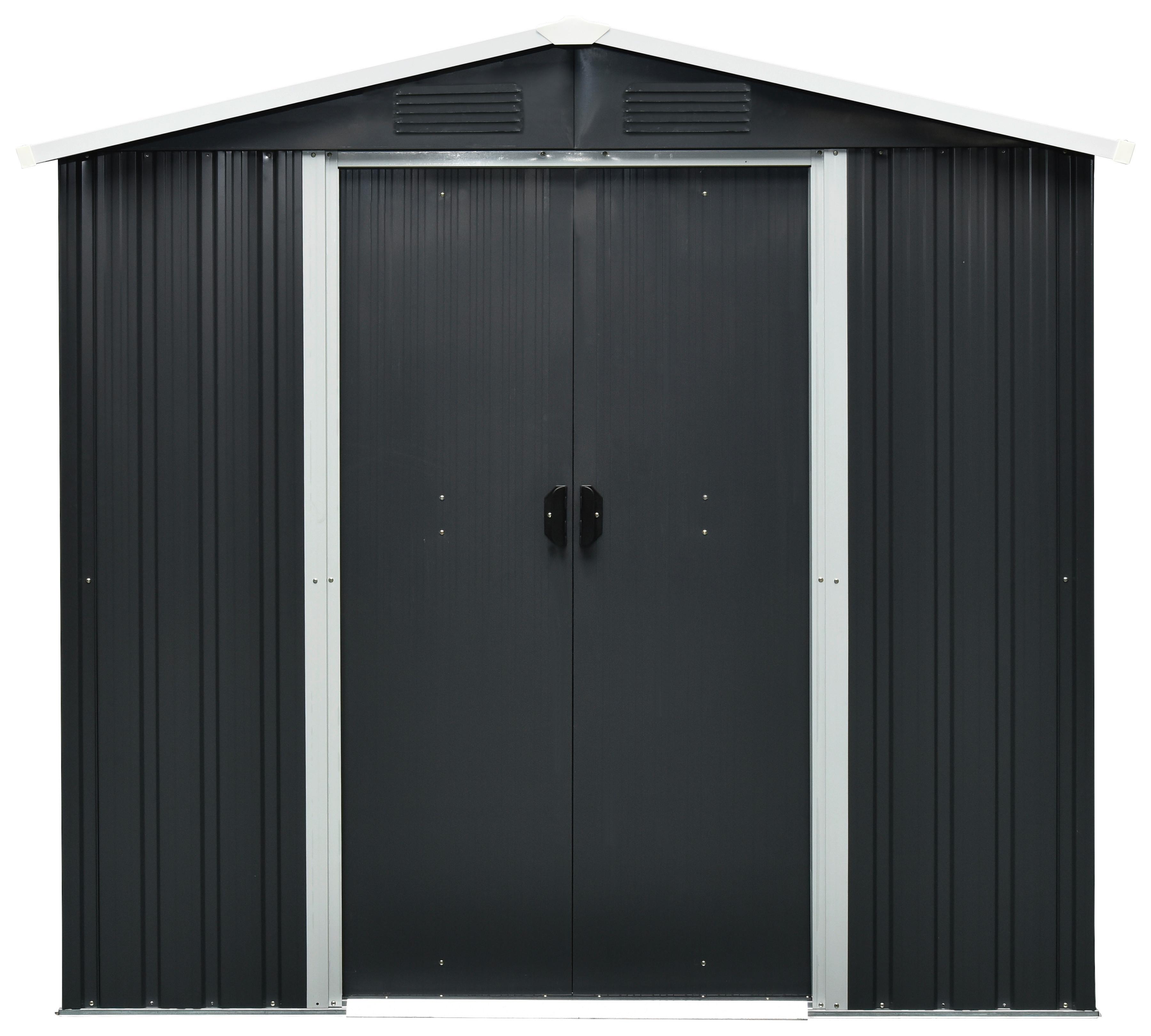 Gerätehaus Ohne Boden 194x184x131 Cm - Anthrazit/Weiß, Basics, Metall (194/184/131cm)