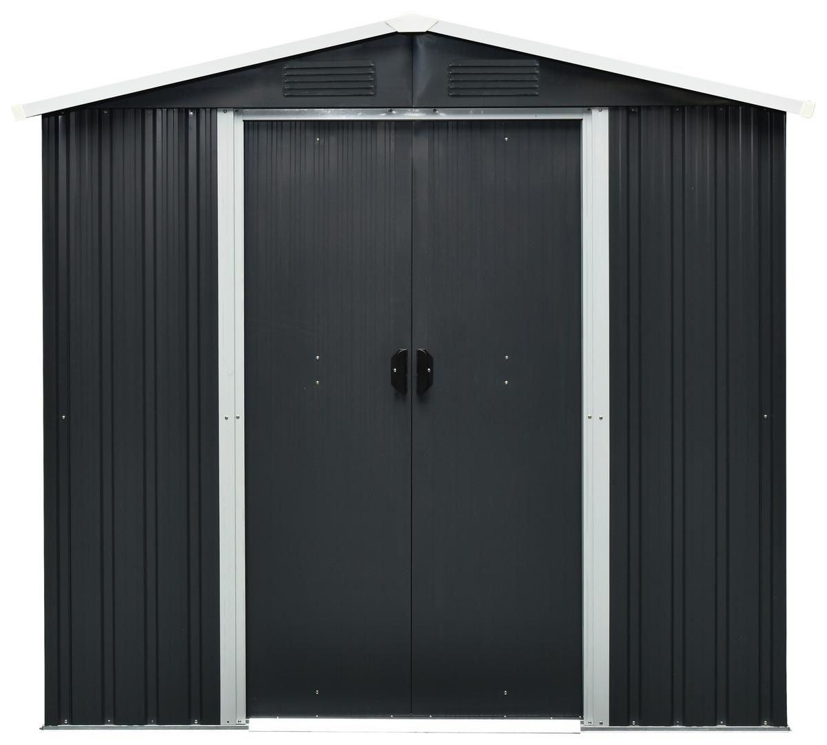 Gerätehaus Ohne Boden 194x184x131 Cm - Anthrazit/Weiß, Basics, Metall (194/184/131cm)
