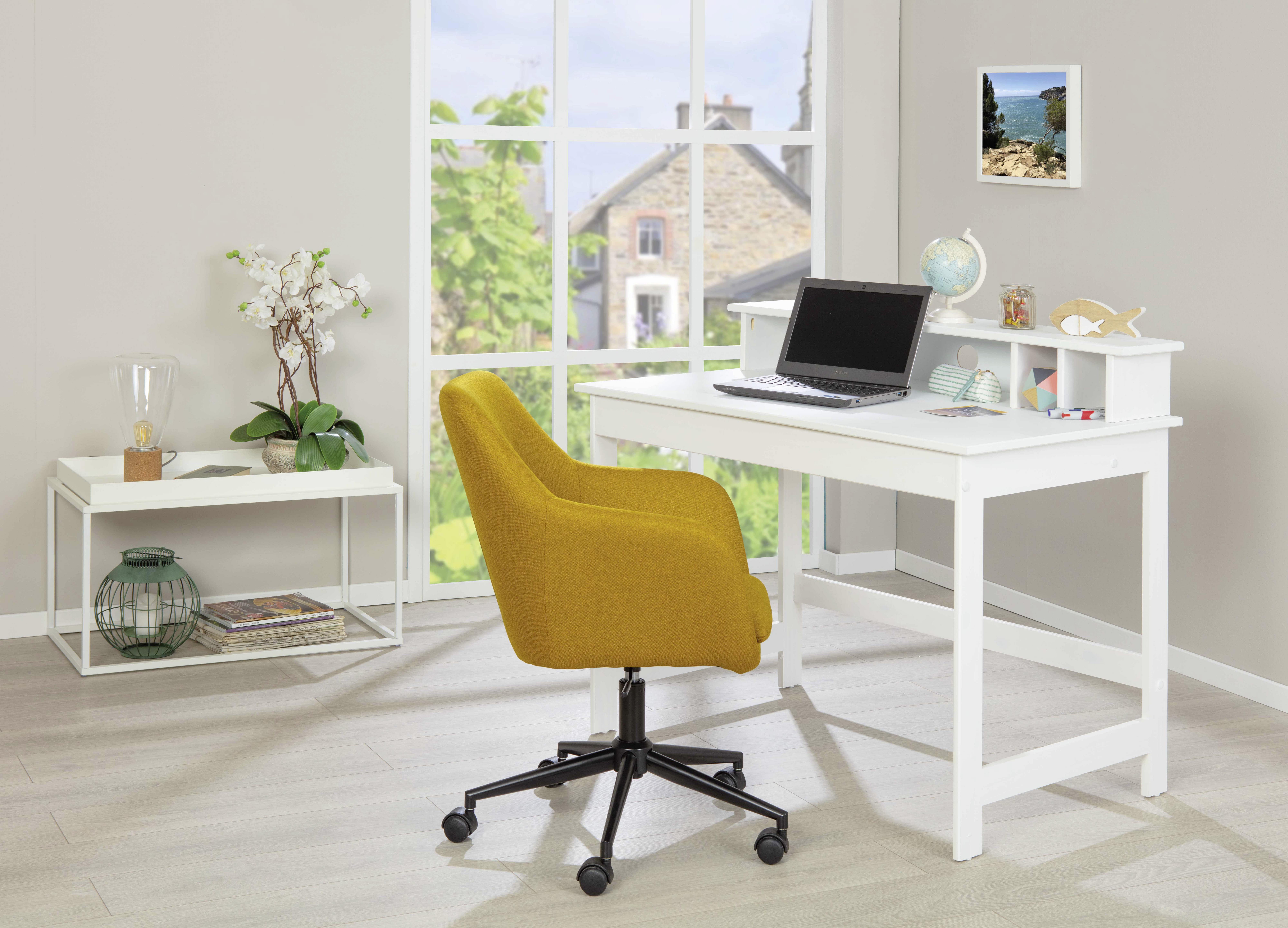 Schreibtisch Massiv B 110cm H 76cm Hilda, Weiß - Weiß, Basics, Holz/Holzwerkstoff (110/69/76-91cm) - MID.YOU