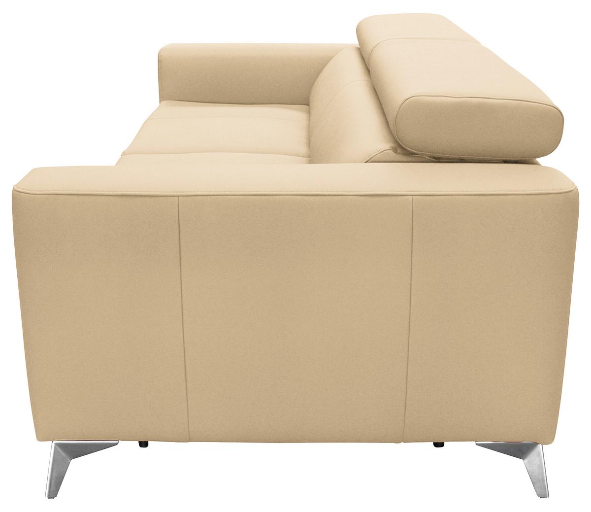 Schlafsofa Mondo, Beige B: 206 cm - Beige/Silberfarben, Design, Leder/Textil (206/95/101cm) - Livetastic