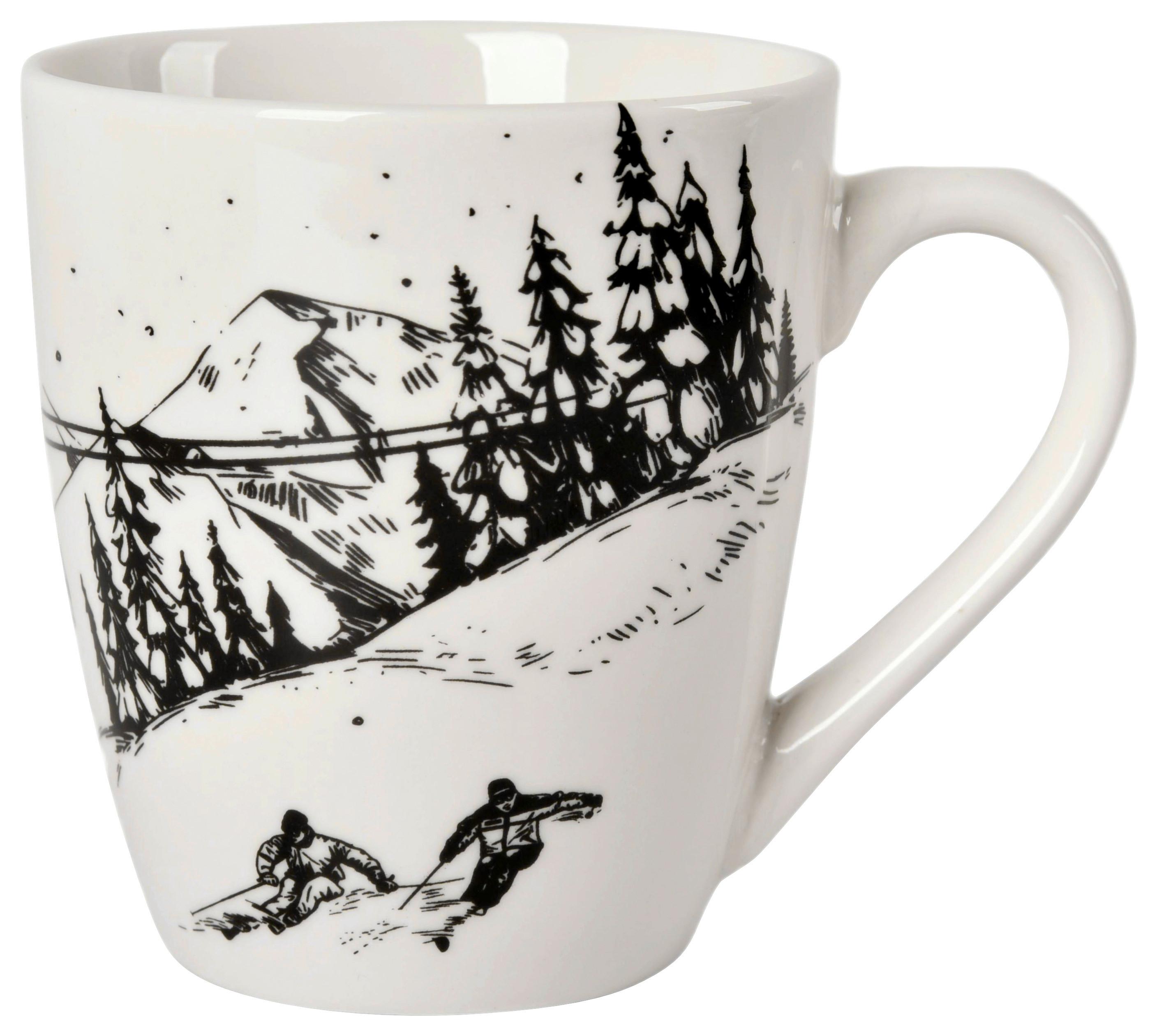 KAFFEEBECHER NORTH - Schwarz/Weiß, Design, Keramik (8/10,5cm) - Luca Bessoni