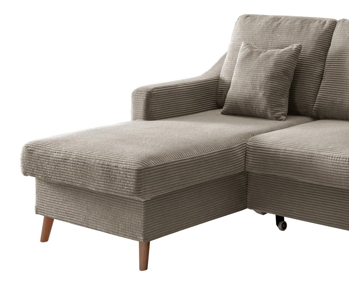 Ecksofa Valentina - Graubraun/Naturfarben, Design, Textil (150/228cm) - P & B