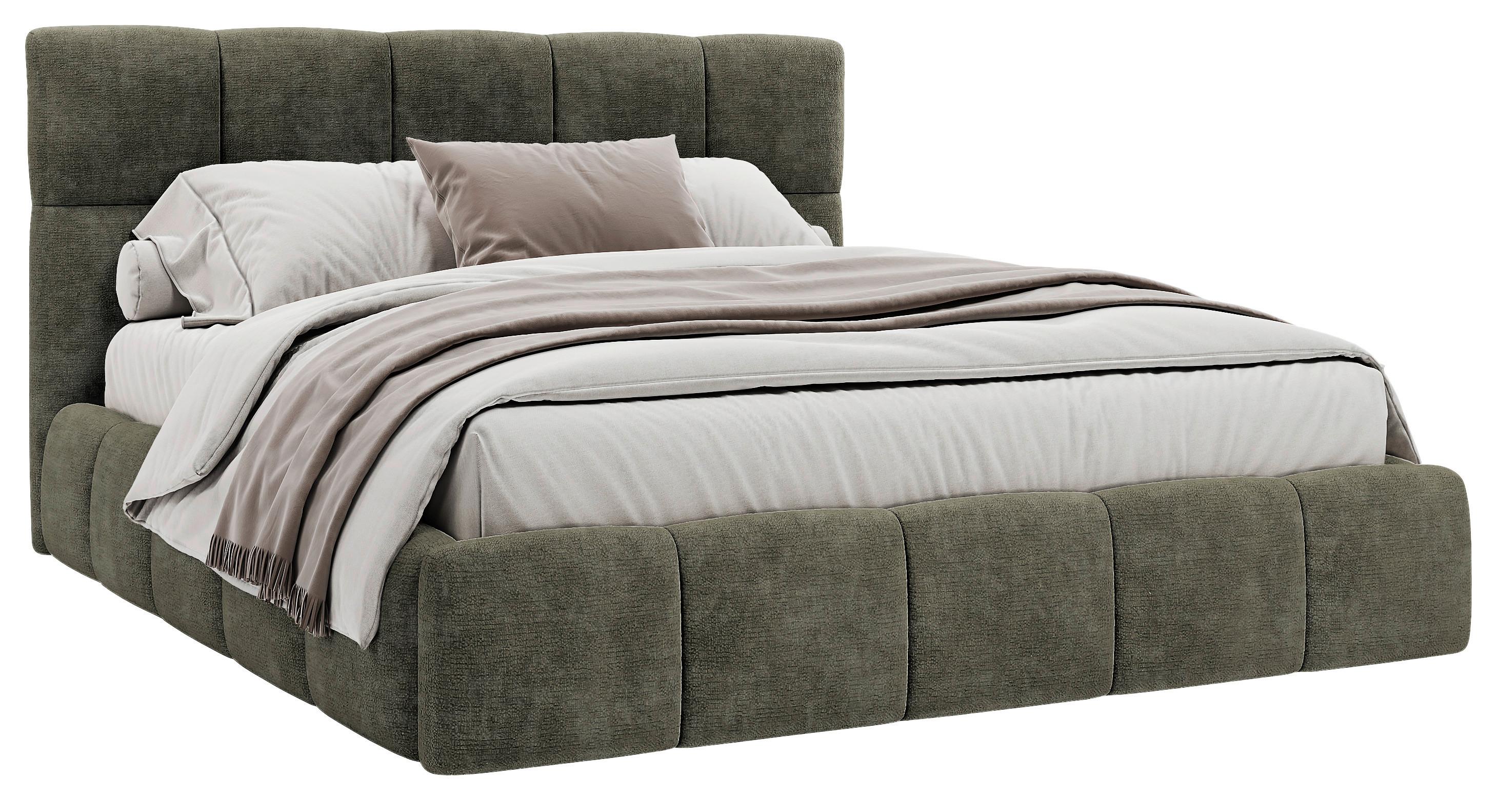 Polsterbett Cherry Chenille Grau, Lf: 180x200 cm - Schwarz/Grau, MODERN, Holz/Holzwerkstoff (180/200cm) - MID.YOU