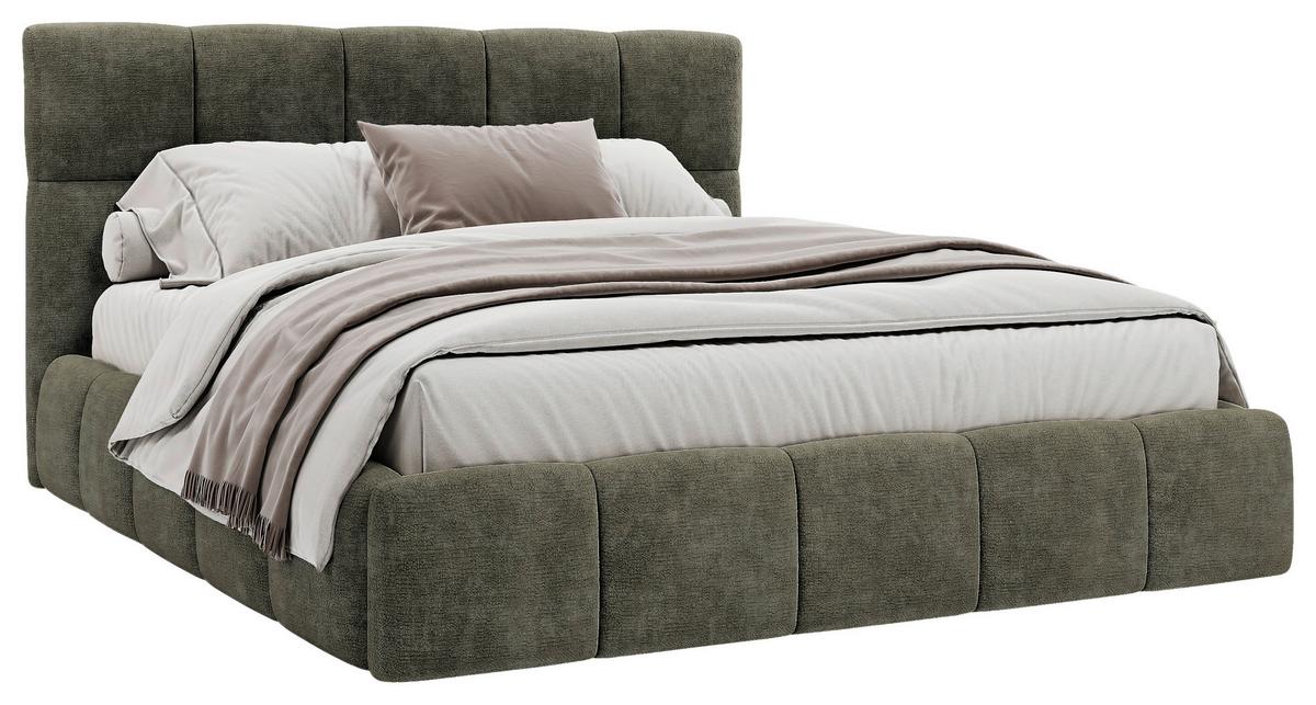 Polsterbett Cherry Chenille Grau, Lf: 180x200 cm - Schwarz/Grau, MODERN, Holz/Holzwerkstoff (180/200cm) - MID.YOU