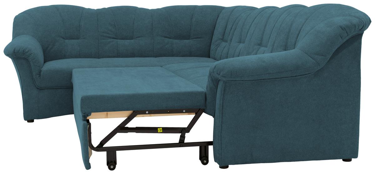 Ecksofa mit Schlaffunktion Papenburg Petrol - Petrol/Schwarz, KONVENTIONELL, Textil (192/243cm) - MID.YOU