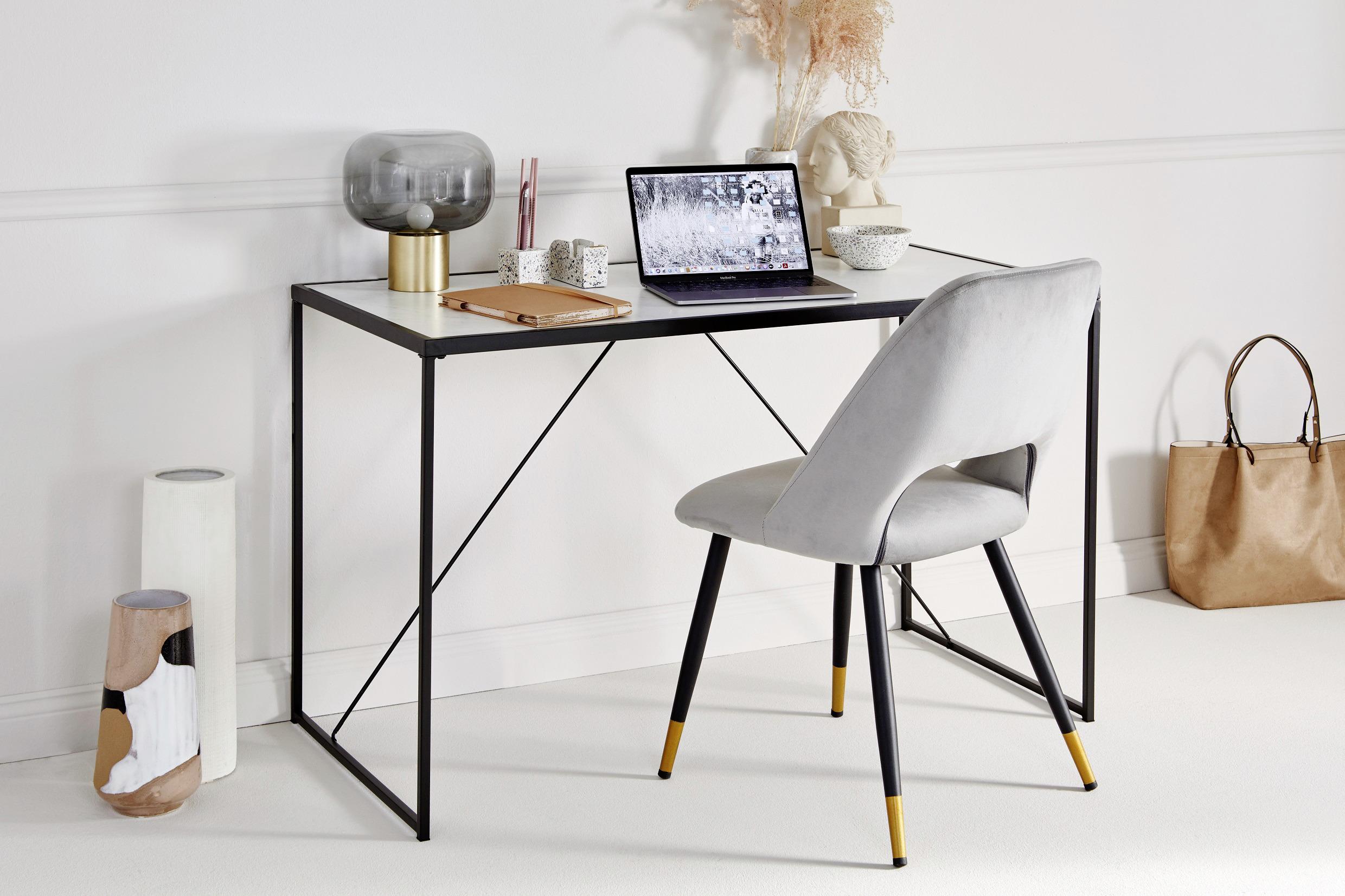 Schreibtisch Glam Desk - Schwarz/Weiß, KONVENTIONELL, Holzwerkstoff/Metall (120/60/73cm) - Livetastic