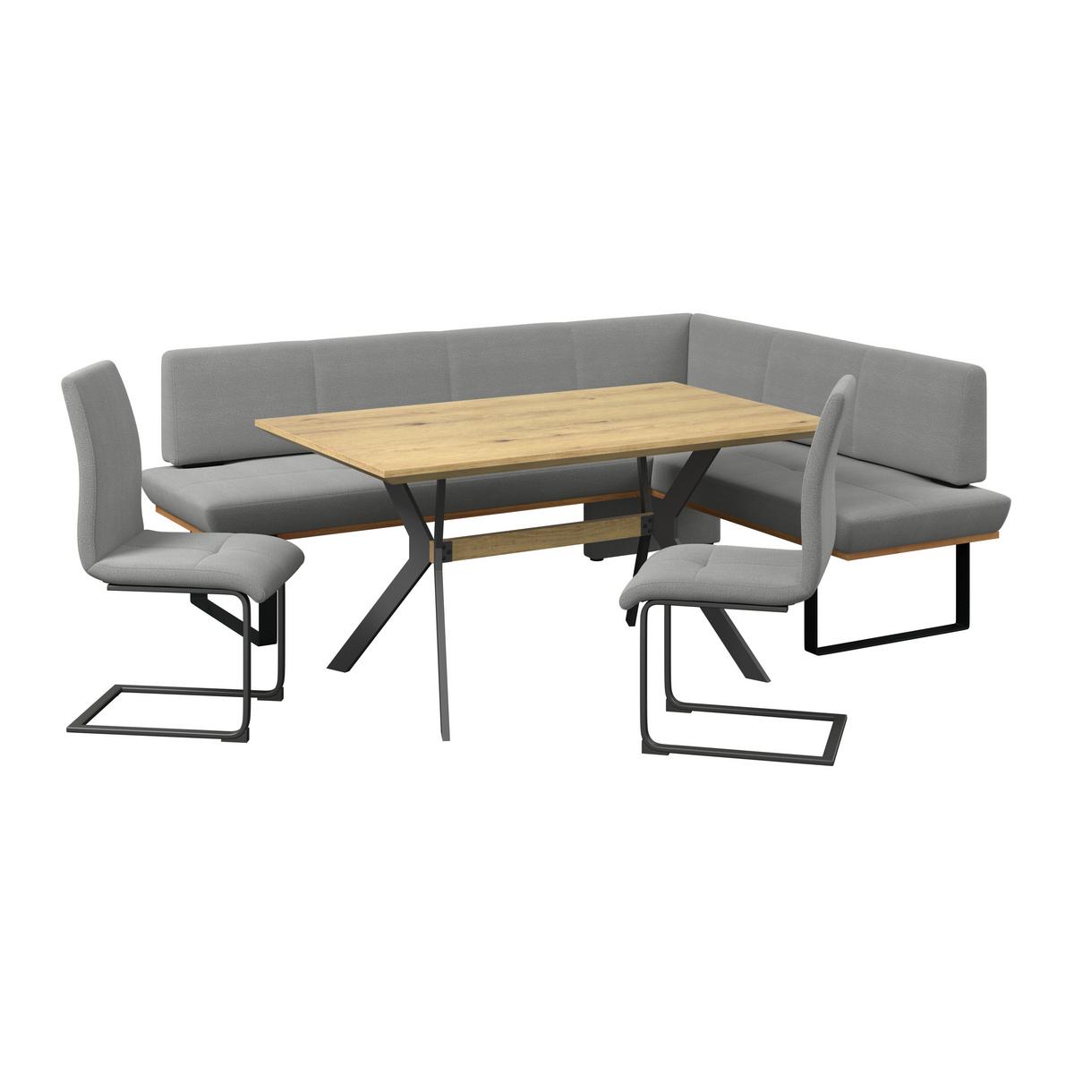 Eckbank Tristan Webstoff grau, S:245x175cm - Schwarz/Grau, MODERN, Holz/Textil (245/175cm) - James Wood