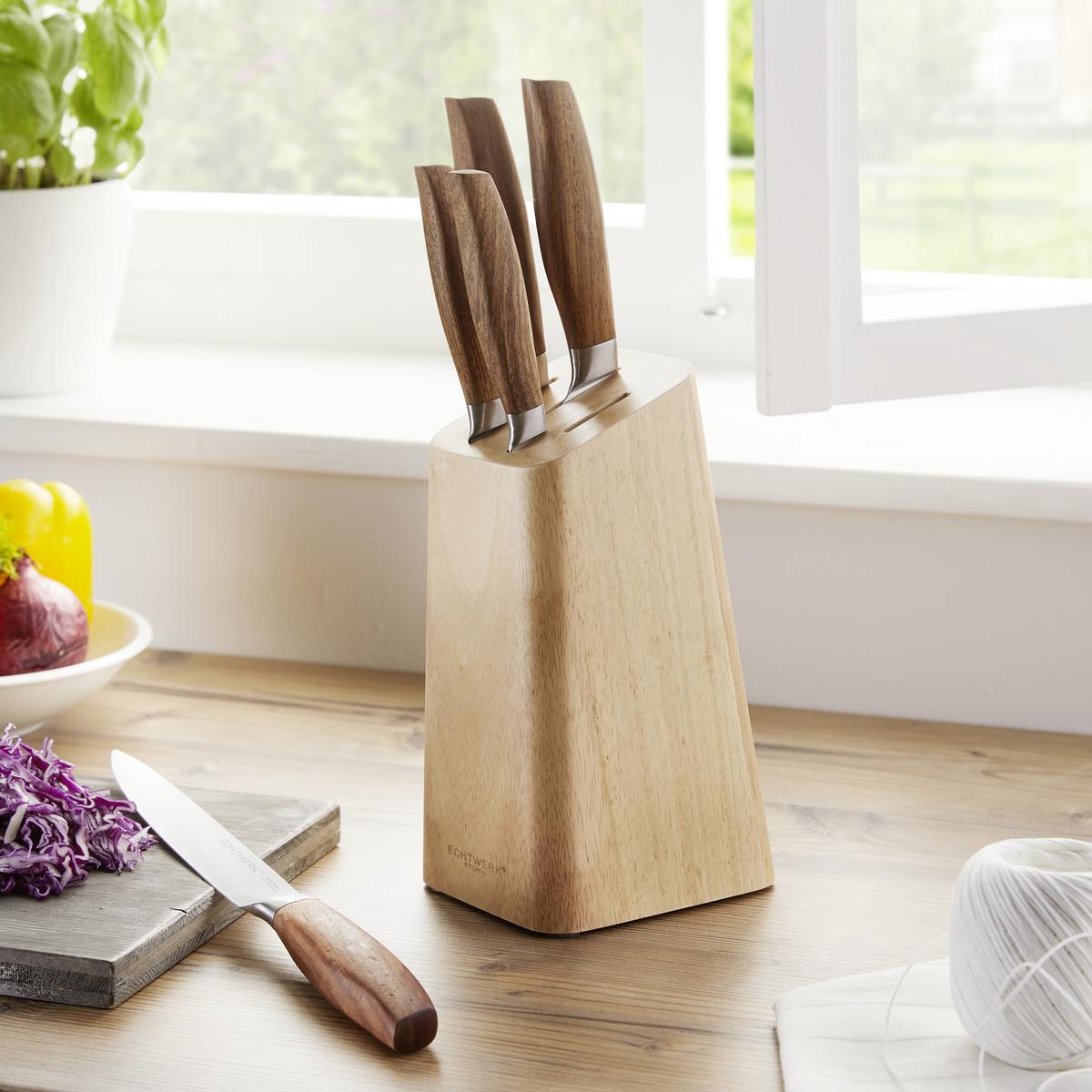 STOJAN NA NOŽE ECHTWERK CLASSIC EDITION - hnedá/strieborná, Konventionell, drevo (10,5/22,7/12,7cm) - Echtwerk