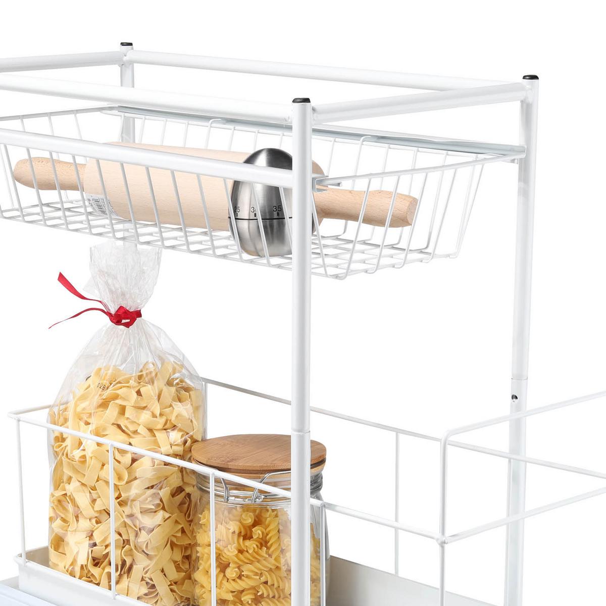 Teleskopschublade Spülschrank 2 Ablagen Lxbxh: 45x23x45 Cm - Weiß, MODERN, Metall (45/23/45cm)