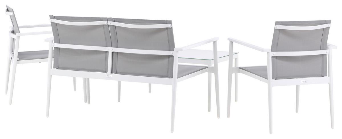 Loungegarnitur Break - Weiß/Grau, KONVENTIONELL, Glas/Textil - Gardenson