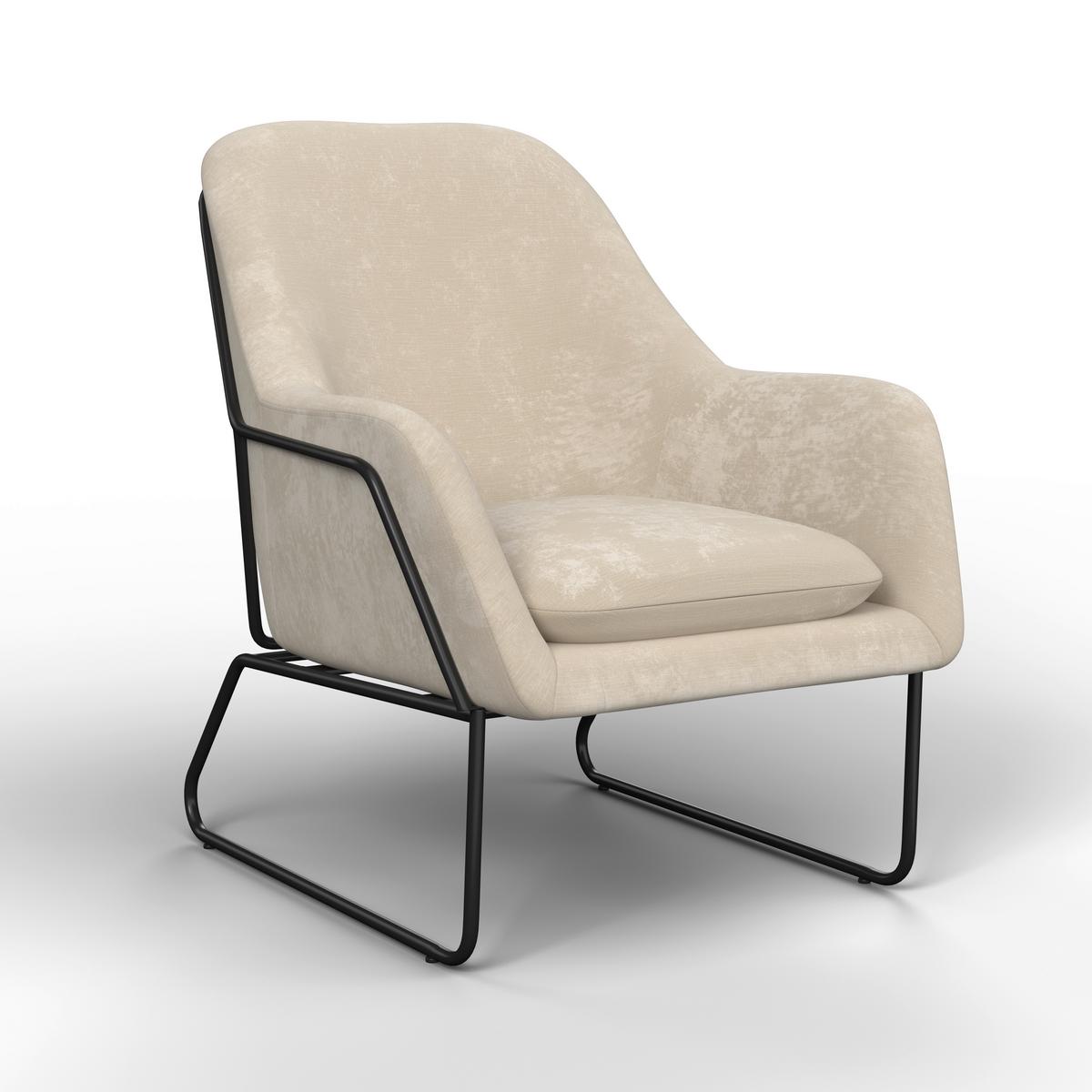 Relaxační kŕeslo KEZIA, béžová barva - černá/krémová, Moderní, kov/textil (71/84cm) - Bessagi Home