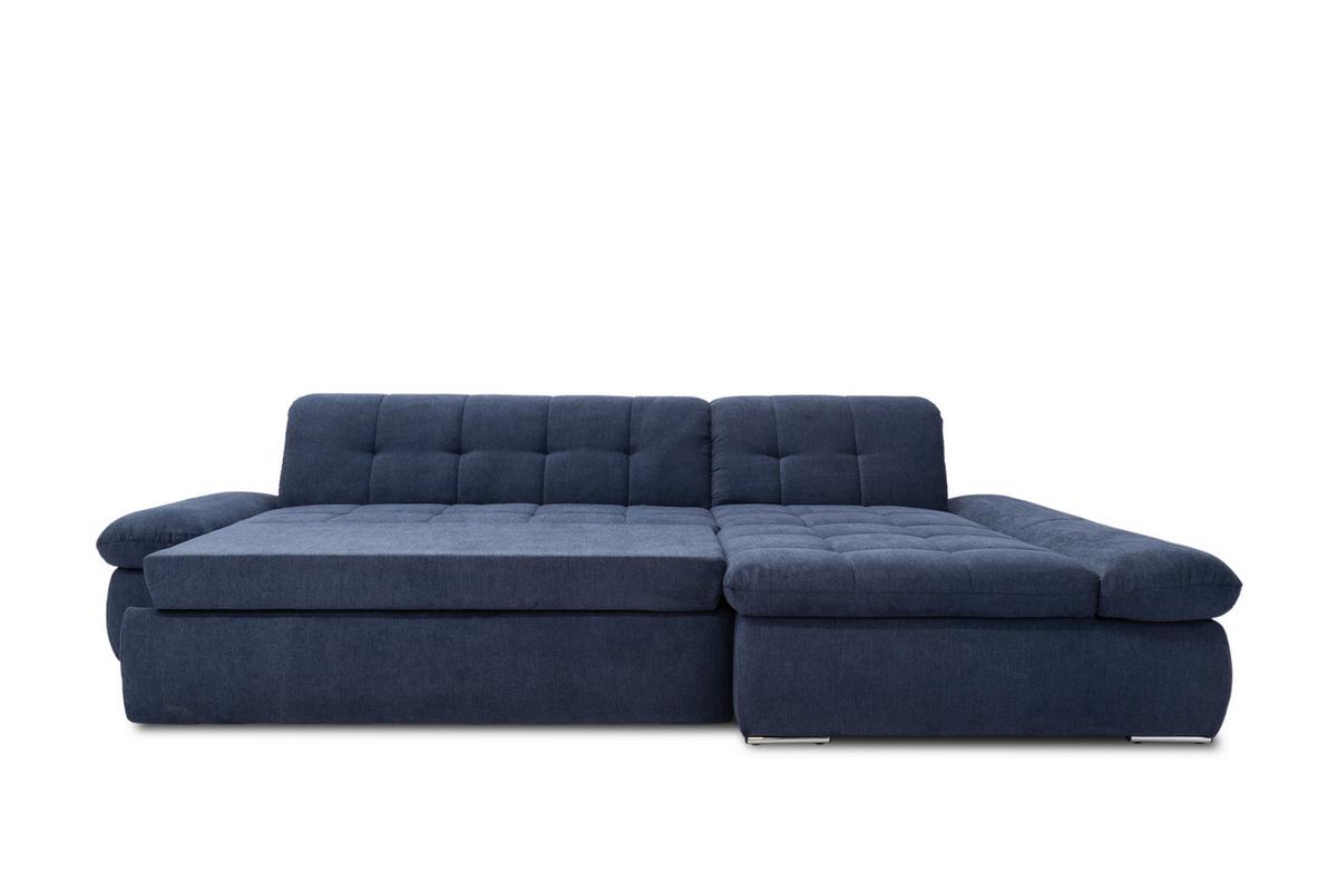 Ecksofa Mit Schlaffunktion Moric Dunkelblau Mikrofaser - Chromfarben/Dunkelblau, KONVENTIONELL, Textil (300/172cm) - MID.YOU