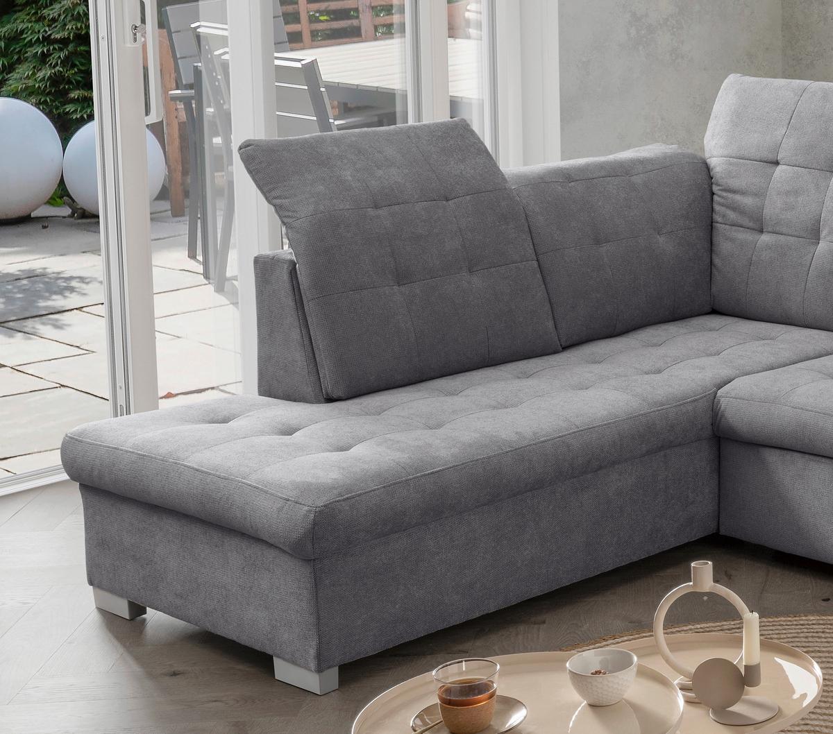 Wohnlandschaft Zira Dunkelgrau U: 212x330x169cm - Chromfarben/Dunkelgrau, MODERN, Textil (212/330/169cm) - Livetastic