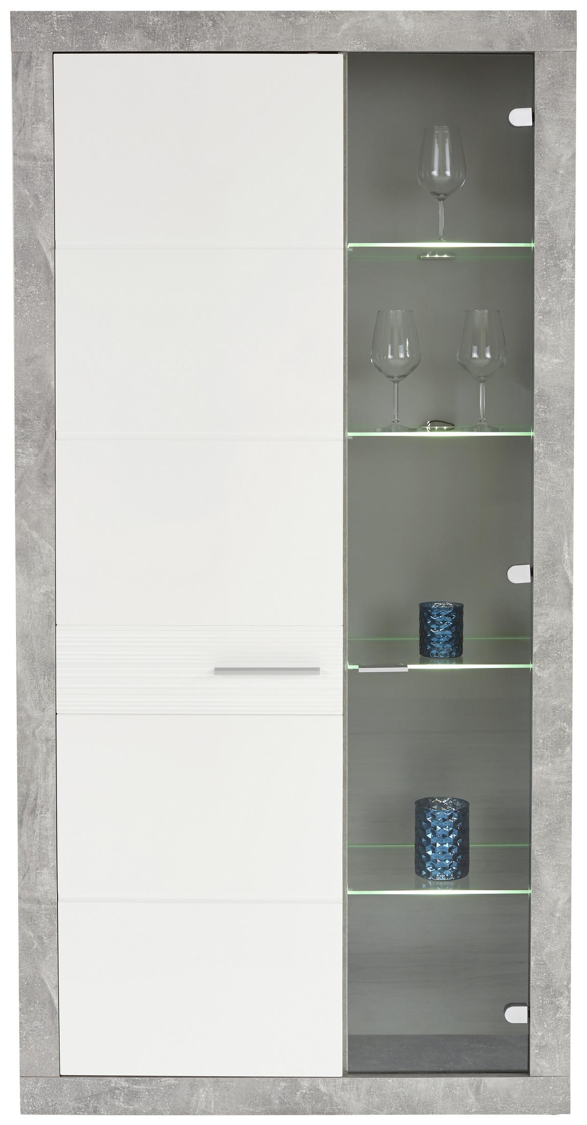 VITRÍNA MALTA - šedá/bílá, Moderní, kompozitní dřevo/plast (96/197/35cm)