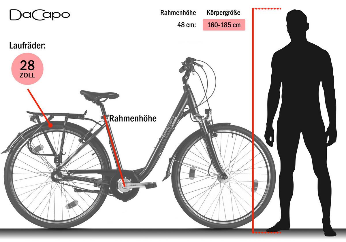 Damenrad Dacapo Padova Schwarz 28 Zoll, Rh 48 cm - Schwarz, Basics, Metall (25/140/60cm)