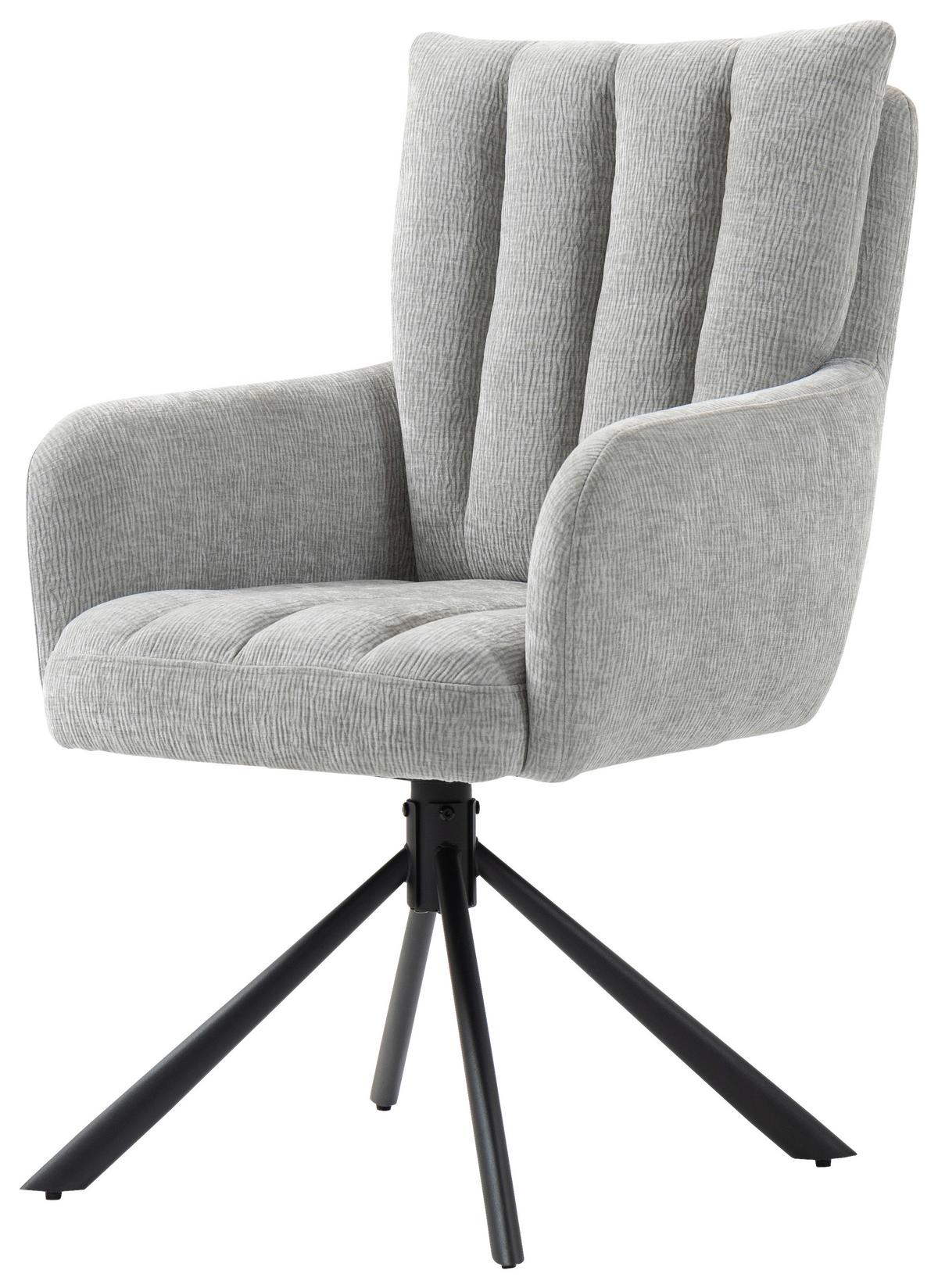 OTOČNÁ STOLIČKA CHARLOTTE -TREND- - čierna/svetlosivá, Modern, kov/textil (61/96/67cm) - Mömax