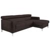 Ecksofa Mit Schlaffunktion Sammy Dunkelbraun Leder - Chromfarben/Dunkelbraun, Design, Leder (227/168cm) - Livetastic