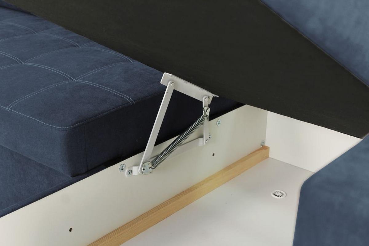 Rohová sedačka DON, oboustranná, tmavě modrá - černá/tmavě modrá, Design, kov/dřevo (248/172cm)