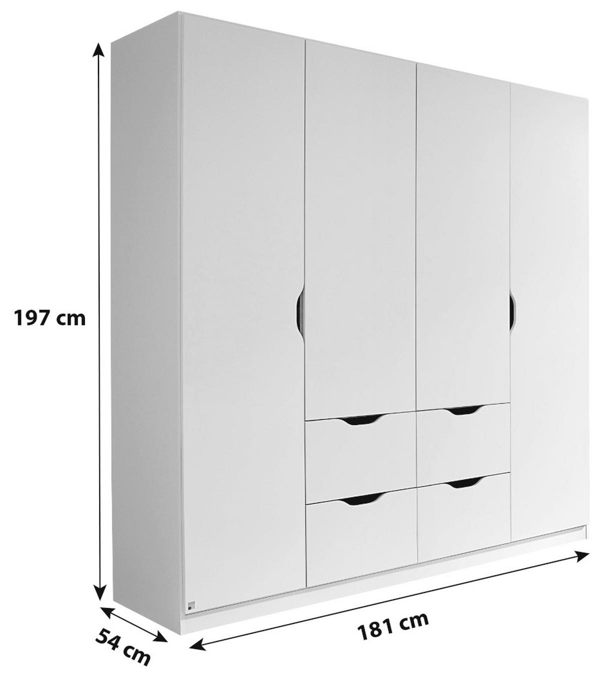 Drehtürenschrank grifflos 181cm Freising, Weiß Dekor - Weiß/Sonoma Eiche, MODERN, Holzwerkstoff (181/197/54cm) - Rauch Möbel