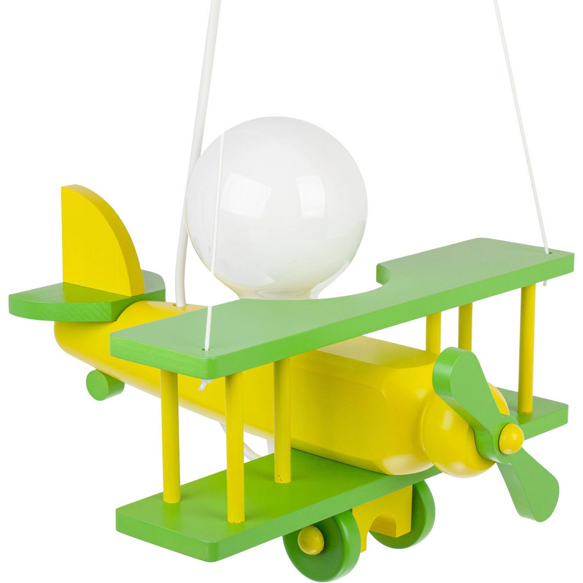 Kinderhängeleuchte 1041024 Flugzeug - Grün, KONVENTIONELL, Holz (29/31/75cm)