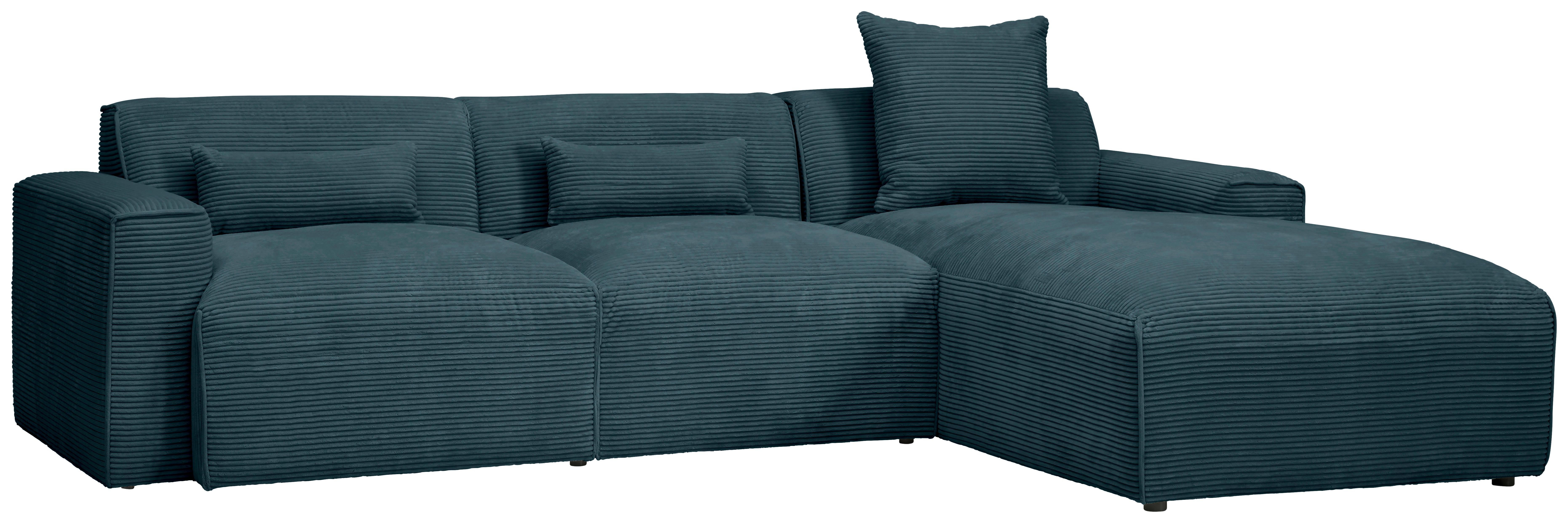 Ecksofa Pearl - Petrol/Schwarz, Design, Textil (303/196cm) - Livetastic