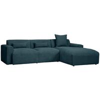 Ecksofa Pearl - Petrol/Schwarz, Design, Textil (303/196cm) - Livetastic