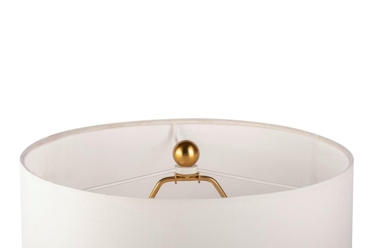 Stehleuchte Ceres 200 Weiß B: 30,5 cm - Goldfarben/Schwarz, Basics, Textil/Stein (30,5/30,5/127cm) - Kayoom