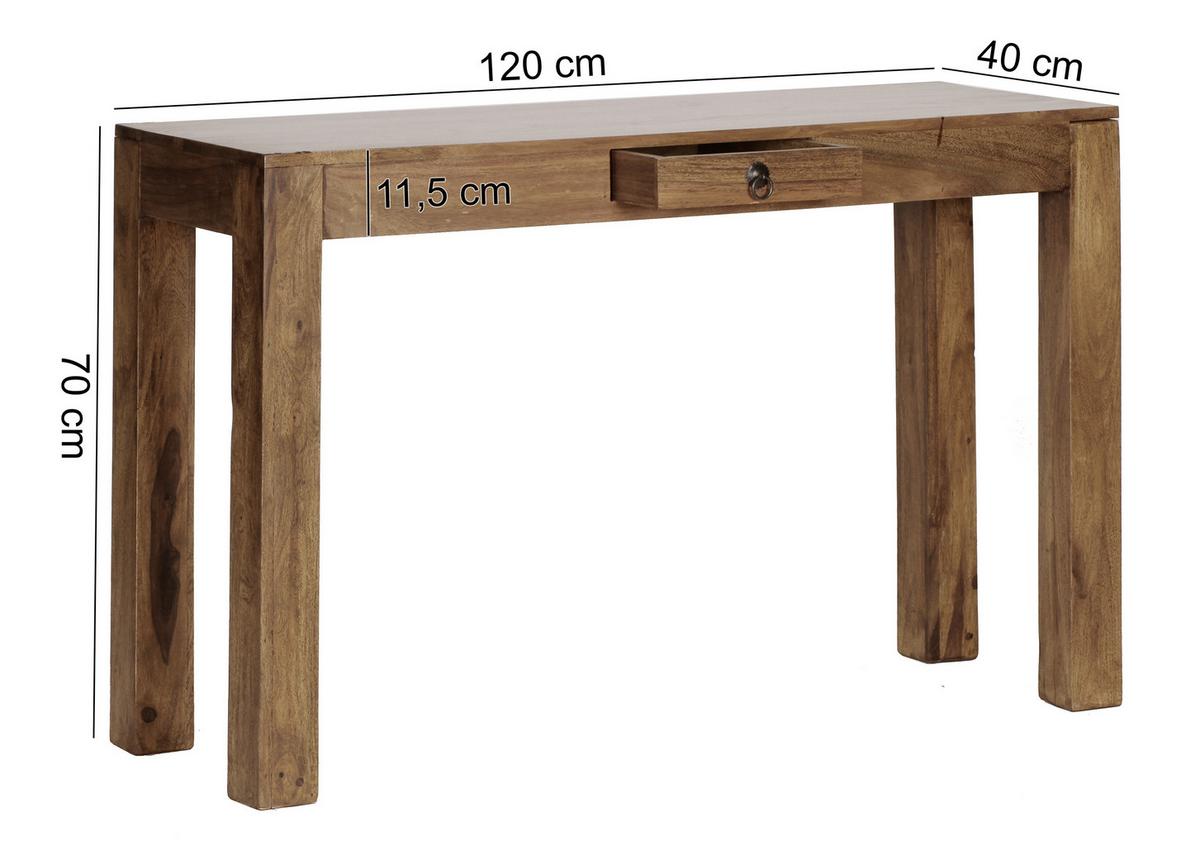 Konsolentisch mit Schublade Mumbai Sheeshamholz Massiv - Sheeshamfarben, LIFESTYLE, Holz (120/40/70cm) - MID.YOU
