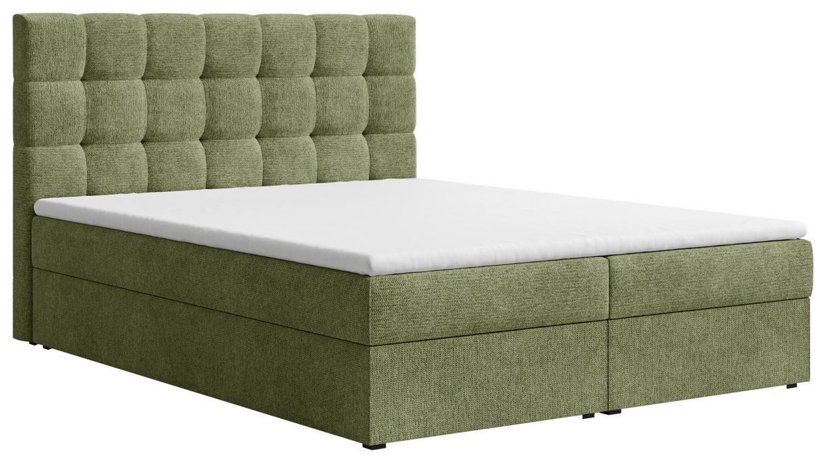 Boxbett Oslo mit Topper 140x200 - Dunkelgrün/Schwarz, MODERN, Holz/Kunststoff (140/200cm) - Livetastic