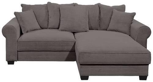 Ecksofa Maureen Dunkelgrau S: 255/185 Cm - Dunkelgrau/Schwarz, KONVENTIONELL, Textil (255/185cm) - MID.YOU