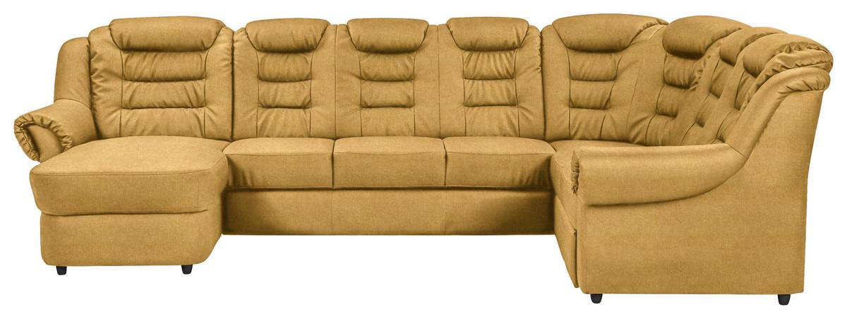 Wohnlandschaft Boston Gelb Chenille - Gelb/Schwarz, KONVENTIONELL, Textil (165/333/216cm) - Livetastic