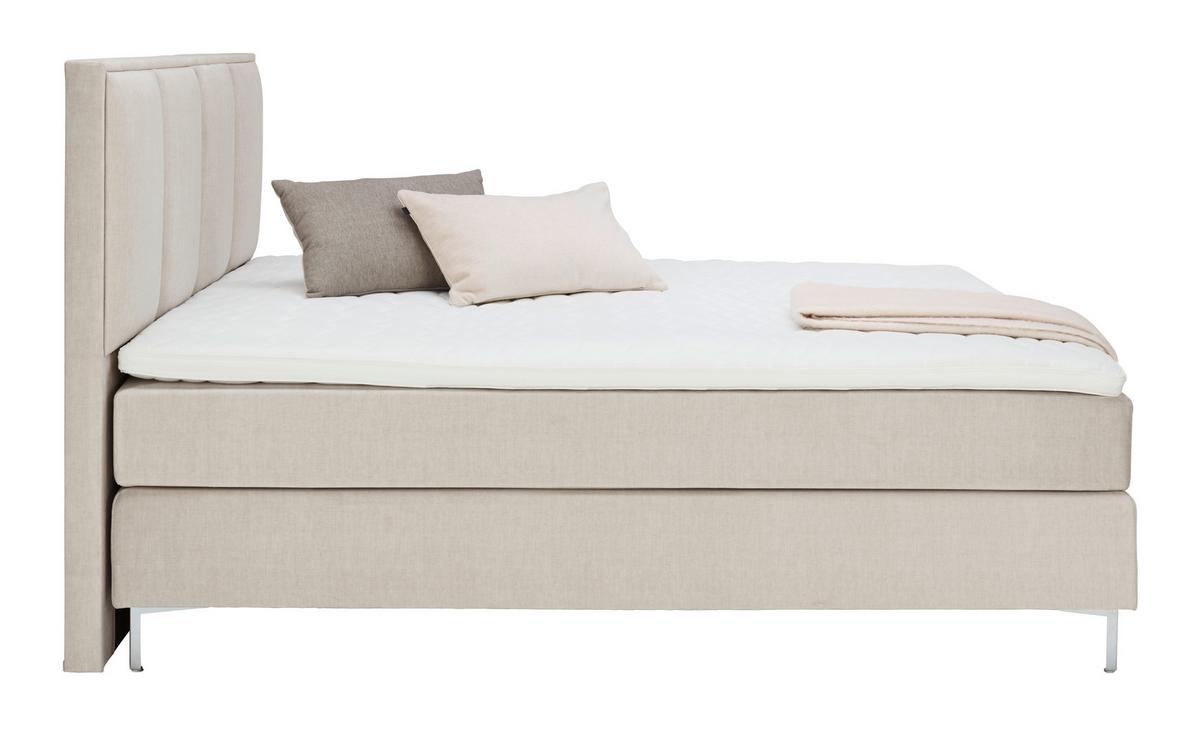 Boxspringbett Mit Topper 180x200 Cm Graz, Creme - Creme/Alufarben, MODERN, Textil (180/200cm) - MID.YOU