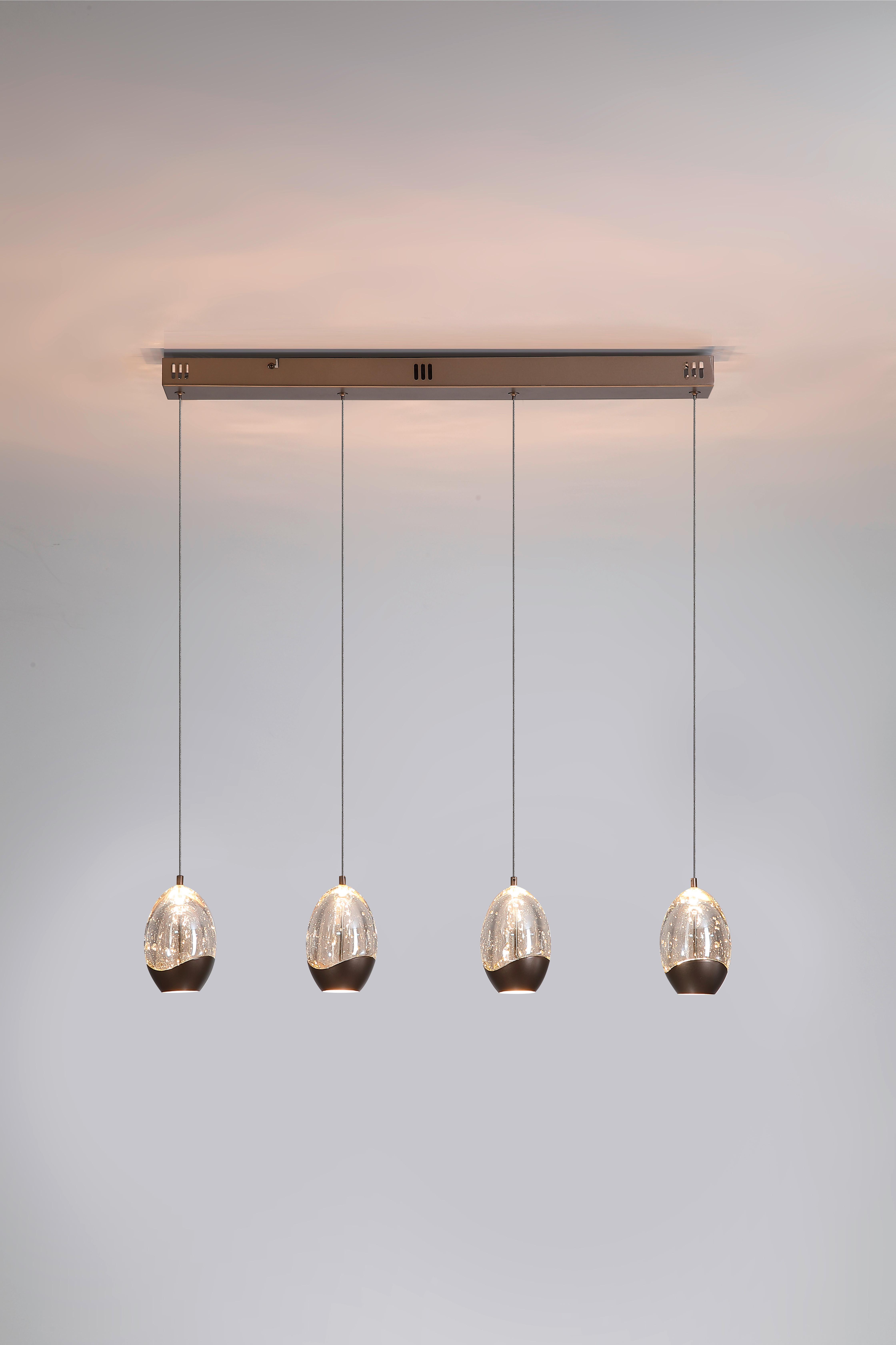 Led-hängeleuchte Charm Champagner Beige Transparent - Champagner/Transparent, Trend, Glas/Metall (70/9/150cm)