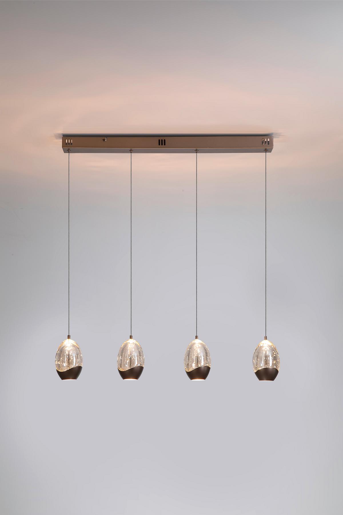 Led-hängeleuchte Charm Champagner Beige Transparent - Champagner/Transparent, Trend, Glas/Metall (70/9/150cm)