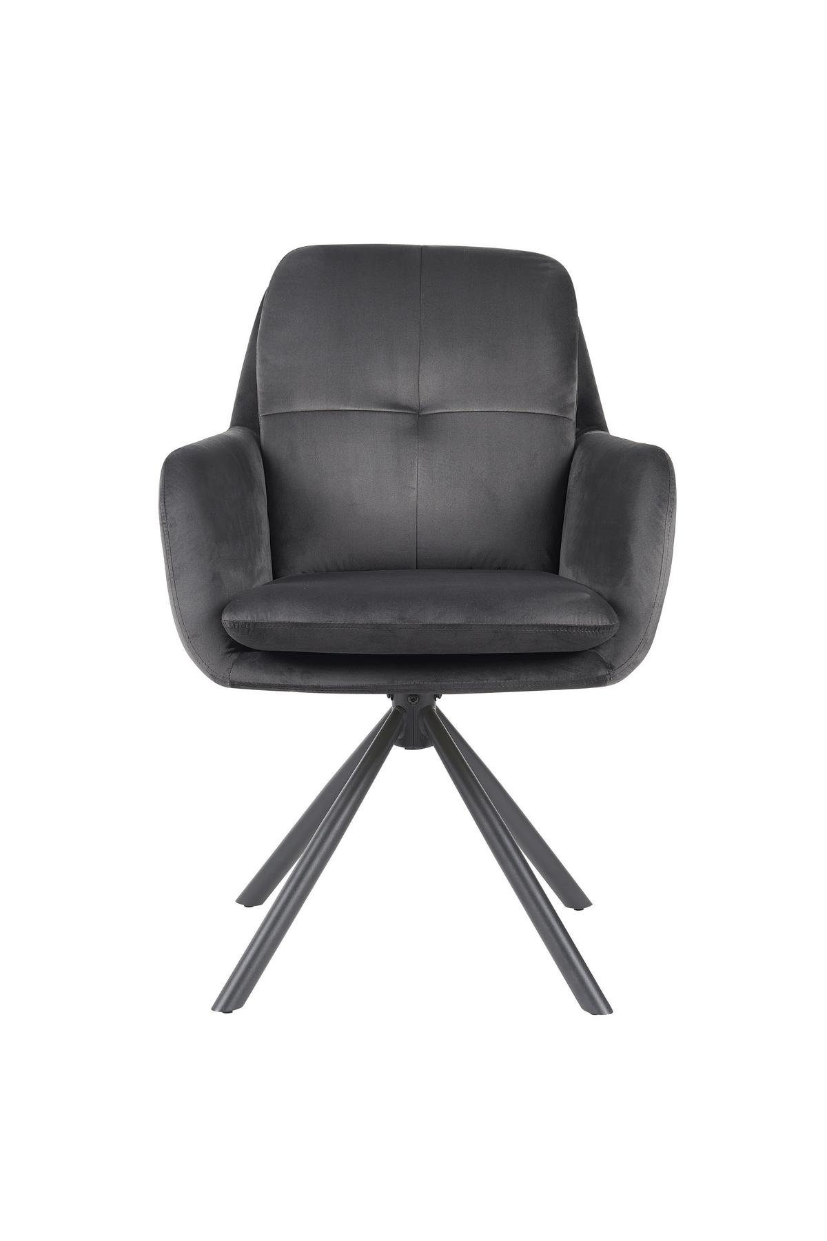 Armlehnstuhl-Set Parma S 2er-Set - Dunkelgrau/Schwarz, MODERN, Textil/Metall (63/89/70cm) - MID.YOU