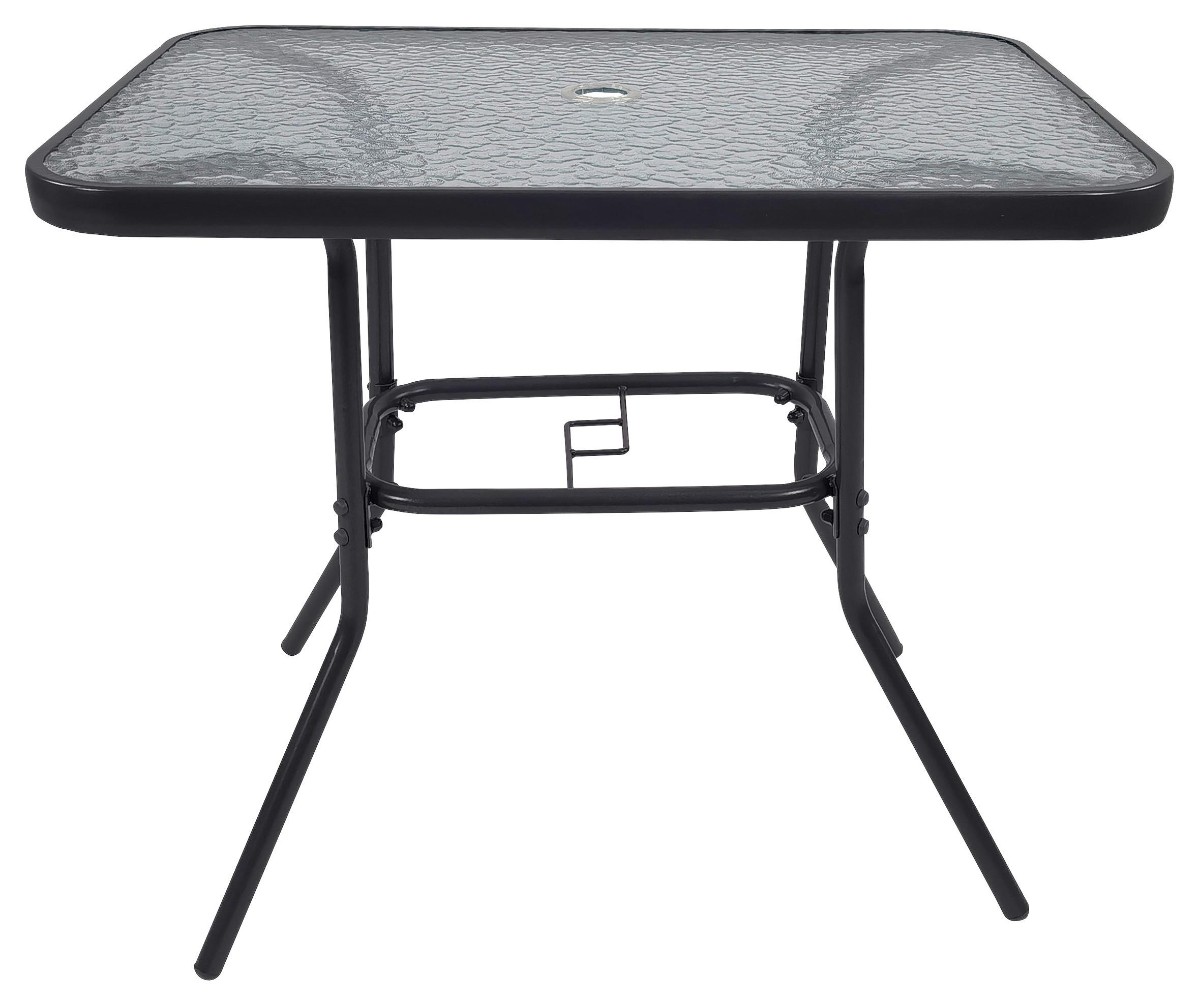 Záhradný stôl 80x55cm - antracitová, Basics, kov/sklo (80/55/70cm) - Gardenson